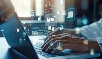 hands at computer